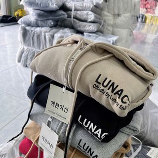 Áo khoác dáng lửng in LUNACY chất nỉ XK dày mịn freesize dưới 60kg tay xỏ ngón có 2 túi trong
