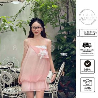 Váy 2 Dây Đính Hoa Màu Tím Váy Bánh Bèo Vải Tơ Cao Cấp Đẹp Quyến Rũ -189 STORE-V082