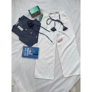 SET ÁO GILE XƯỚC ĐÍNH HOA VÀ QUẦN SUÔNG CHẤT CHÉO HÀN KIỂU DÁNG THIẾT KẾ SANG CHẢNH - 189STORE-V135
