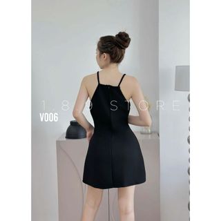 Đầm Body Đen Mix Nơ Đá Ngực Cổ Yếm Sang Chảnh , Quyến Rũ Chất Vải Mì Nỉ Cực Xịn Xò -189 STORE- V006