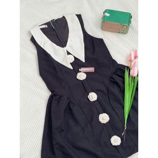 Váy nữ dự tiệc sát nách cổ sen vạt dài đính ngọc dáng ngắn chiết eo xòe dáng chữ A - 189STORE - V171