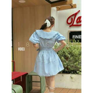 Váy Babydoll Tay Bồng Cổ Bèo Có Kèm Đây Chiết Eo Siêu Xinh Dễ Thương-189 STORE -V003
