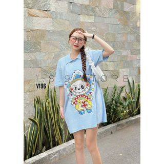 Áo thun polo quảng châu cao cấp LABUBU thiết kế suông dễ thương cho các nàng đi cafe- 189STORE-V196