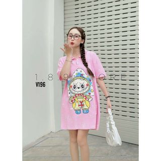 Áo thun polo quảng châu cao cấp LABUBU thiết kế suông dễ thương cho các nàng đi cafe- 189STORE-V196