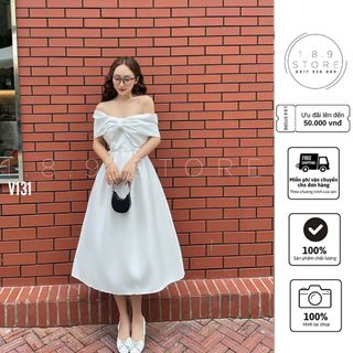 Váy đầm nữ dạ hội dáng xòe trễ vai (có mút) kiểu dáng trẻ trung sang trọng thích hợp  -189STORE-V131