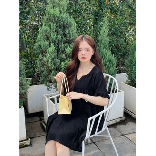 [SHOPPUMI] Đầm BBD dáng xòe tay ngắn nút cài sau nhiều màu freesize Pumi 16136