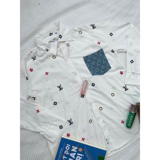 Áo sơ mi LV in kín nhiều màu sơ mi nữ vải cotton mềm mịn chùm bông cho cac nang tho -189STORE - V166