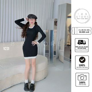 Đầm nữ ôm body tay dài dáng ngắn cao cấp thun sang chảh cho các nàng thơ đi chơi cafe-189 STORE-V231