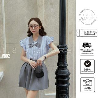 SET VÁY KẺ BÈO CÁNH TIÊN MIX CHÂN VÁY XẾP LY SIÊU CIUTE-189 STORE-V002