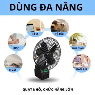 QUẠT TÍCH ĐIỆN LỒNG SẮT 1 PIN 10 CELL KÈM SẠC