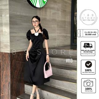 Đầm Đi Cưới Đầm Tapda Dáng Dài Tay Phồng Cổ Yếm Đính Hoa Sang Trọng -189 STORE - V113