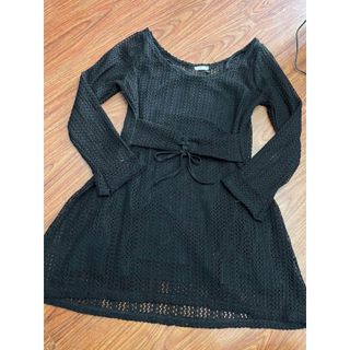 Set Váy Body Thun Ren Lưới Trễ Vai Đan Dây Eo Lưng Tay Dài Loe Kèm Lót Chất Lượng-189 STORE-V072
