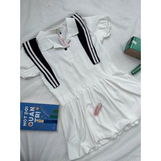 Jum thủy thù rút eo có bè phối cúc tay phồng, dây rút điều chỉnh eo phối khăn thủy thủ-189STORE-V160