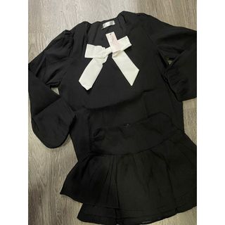Váy tơ nối liền cổ, có nơ tơ ngực tay bồng dài cho các nàng thơ xinh đi chơi hoặc cafe-V122-189STORE
