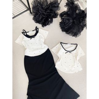 [SHOPPUMI] Set đầm 2s đen dáng dài kèm áo pull bi nơ freesize Pumi 16208