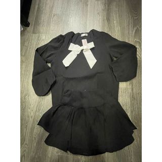 Váy tơ nối liền cổ, có nơ tơ ngực tay bồng dài cho các nàng thơ xinh đi chơi hoặc cafe-V122-189STORE