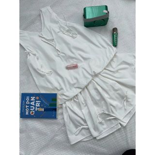 Set áo bồng dáng bí đính nhiều nơ kèm chân váy xòe xếp ly set bộ đồ tiểu thư dễ thương-189STORE-V158