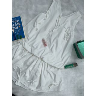 Set áo bồng dáng bí đính nhiều nơ kèm chân váy xòe xếp ly set bộ đồ tiểu thư dễ thương-189STORE-V158