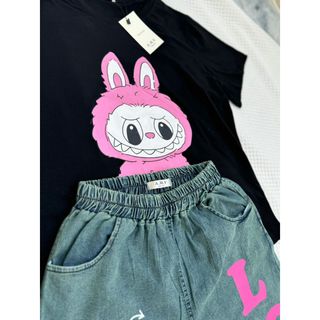 Set bộ thun cotton in hình phối jean baggy cổ tròn hoạt hình dễ thương cho các nàng -189STORE - V234