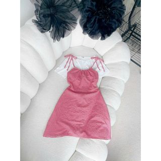 [SHOPPUMI] Set đầm 2s caro đỏ dáng ngắn kèm áo pull trắng tay ngắn freesize Pumi 16261