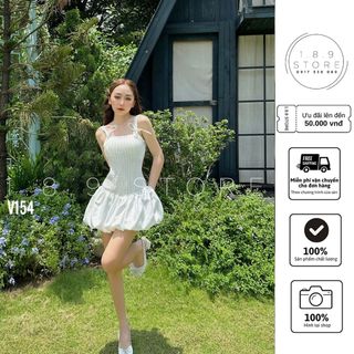 Đầm 2 dây nữ bảng to form ngắn ôm body nhún phối kiểu bí có quần trong cho các nàng -189STORE - V154