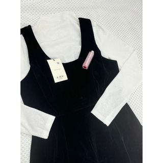 Set áo váy yếm nhung baby xinh xắn bồng bênh tay dài chất thun cotton kèm áo yếm  - 189 STORE - V232