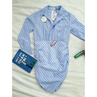 Váy Jumpsuit dáng sơ mi liền thân có quần bảo hộ tặng hoa ngực phong cách sang trọng - 189STORE-V153