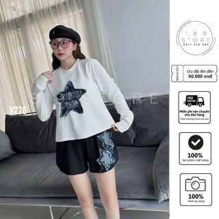 Set bộ tay dài, quần đùi nam nữ trơn form rộng Nỉ bông Cotton Xinh Xắn cho nàng thơ- 189STORE - V226