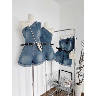 Jum Jean lệch vai kèm Belt phong cách dễ thương và năng động cho các nàng đi chơi hoặc-V117-189STORE