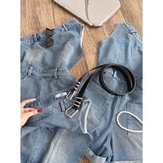 Jum Jean lệch vai kèm Belt phong cách dễ thương và năng động cho các nàng đi chơi hoặc-V117-189STORE