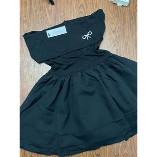 Váy Thun Tăm Trễ Vai Phối Thô Tầng Dáng Ngắn Kèm Tag Nơ Đá Xịn Sò-189 STORE-V109