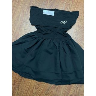 Váy Thun Tăm Trễ Vai Phối Thô Tầng Dáng Ngắn Kèm Tag Nơ Đá Xịn Sò-189 STORE-V109