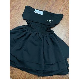 Váy Thun Tăm Trễ Vai Phối Thô Tầng Dáng Ngắn Kèm Tag Nơ Đá Xịn Sò-189 STORE-V109