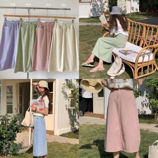 [SHOPPUMI] Chân váy denim dài xẻ sau có túi nhiều màu SML Pumi 14304