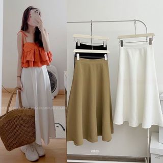 [SHOPPUMI] Chân váy dáng xoè xếp li có lưng thun sau khoá kéo bên chất kate lụa nhiều màu size SML Pumi 14021