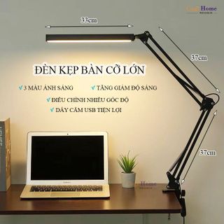 Sỉ Đèn LED Kẹp Bàn 12W Cỡ Lớn 3 Màu Ánh Sáng Kẹp Bàn Học Bàn Làm Việc Chống Cận Thị LT-12