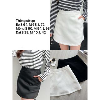 [SHOPPUMI] Chân váy trơn dáng A kẻ ô màu trắng/đen SML Pumi 15631