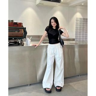 [SHOPPUMI] [Lumi Top]Áo croptop len mỏng đan chéo ngực tay ngắn 2 màu size SM Pumi 15147