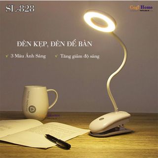 Sỉ Đèn Kẹp Bàn Học Đèn Kẹp Đọc Sách Pin Sạc Tích Điện 3 Màu Ánh Sáng, SL-828