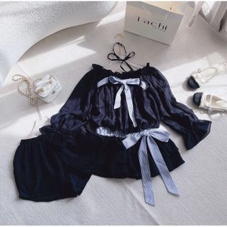 [SHOPPUMI] Set áo voan phối caro nơ tay loe kèm short lưng thun freesize Pumi 16249