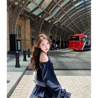 [SHOPPUMI] Set áo voan phối caro nơ tay loe kèm short lưng thun freesize Pumi 16249