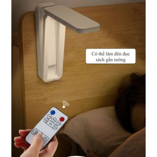 Sỉ Đèn Học Sạc Pin Tích Điện, Đèn Học Để Bàn Gấp Gọn Đèn Gắn Tường Đọc Sách Đa Năng 3 Màu Ánh Sáng, có remote