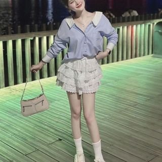 ÁO SƠ MI SỌC CỘT TÀ CHÉO Chất vải , Kate sọc Form dưới 52 kí
