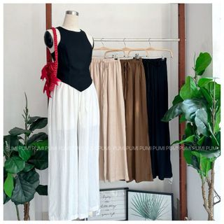 [SHOPPUMI] Quần suông tơ lưng thun cột dây nhiều màu freesize Pumi 15487