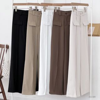 [SHOPPUMI] Quần ống suông kiểu nắp giả có lưng thun sau 5 màu SML Pumi 14571