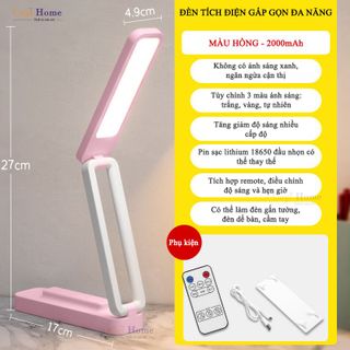 Sỉ Đèn Học Sạc Pin Tích Điện, Đèn Học Để Bàn Gấp Gọn Đèn Gắn Tường Đọc Sách Đa Năng 3 Màu Ánh Sáng,SL-947 không remote