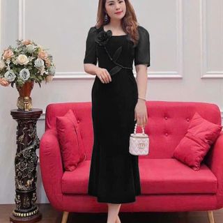 Đầm đuôi cá hoa Hồng thiết kế tôn dáng sang trọng hàng cao cấp