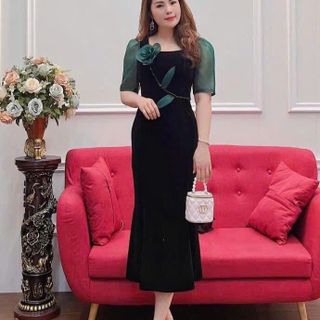 Đầm đuôi cá hoa Hồng thiết kế tôn dáng sang trọng hàng cao cấp