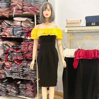 Đầm thiết kế trễ vai 2 dây bèo cao cấp