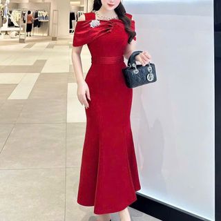 Đầm đuôi cá trễ vai nữ, kèm phụ kiện sang trọng hàng cao cấp